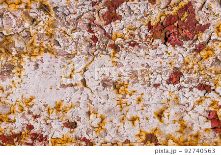 The background of aged paint on metal. Peeling paint texture 92740563