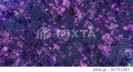 Abstract purple glowing cubes background 92741485