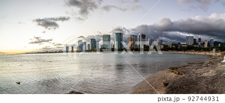 Sunset at Waikiki Beach on Oahu Hawaii 92744931