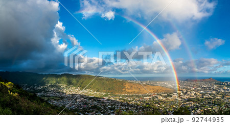 rainbow over honolulu hawaii after rain 92744935