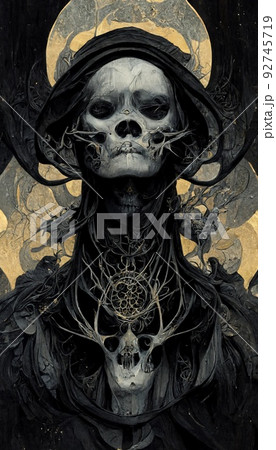 Gothic horror dark scene with skull, bones and skeleton. Artistic abstract gothic. The concept of dark gothic. Perfect for phone wallpaper or for posters. Gothic horror dark scene with skull, bones and skeleton. Artistic abstract gothic. The concept of dark gothic. Perfect for phone wallpaper or for posters. 92745719