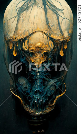 Gothic horror dark scene with an alien. Artistic abstract gothic. The concept of dark gothic. Perfect for phone wallpaper or for posters. Gothic horror dark scene with an alien. Artistic abstract gothic. The concept of dark gothic. Perfect for phone wallpaper or for posters. 92745721