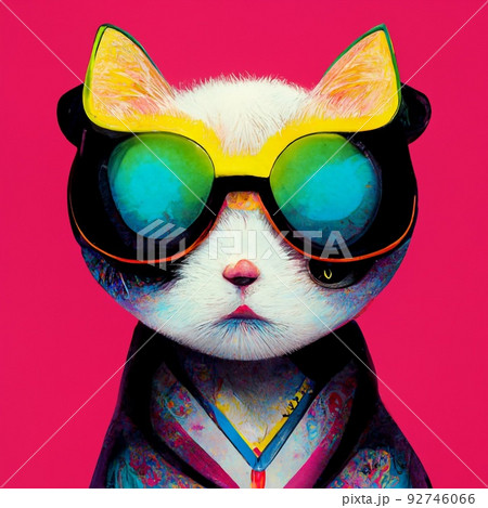 Portrait Of A Hipster Wearing Sunglasses のイラスト素材