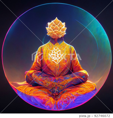 Silhouettes of Buddha on the background of a luminous mandala. The concept of meditation and relaxation. Perfect for phone wallpaper or for posters. Silhouettes of Buddha on the background of a luminous mandala. The concept of meditation and relaxation. Perfect for phone wallpaper or for posters. 92746072