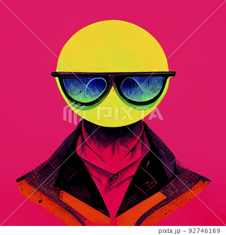 Portrait of a hipster wearing sunglasses. Hipster in sunglasses. Stylized drawing of a fashionista on an colored background. Perfect for phone wallpaper or for posters. Portrait of a hipster wearing sunglasses. Hipster in sunglasses. Stylized drawing of a fashionista on an colored background. Perfect for phone wallpaper or for posters. 92746169