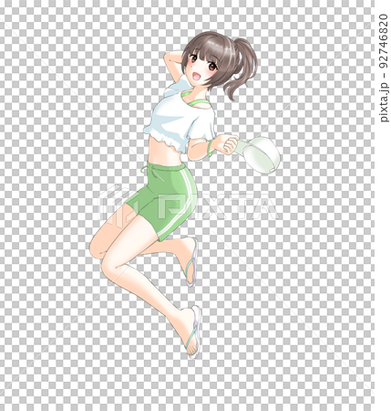 【自然髮色】運動夏裝的綠色馬尾女孩 92746820