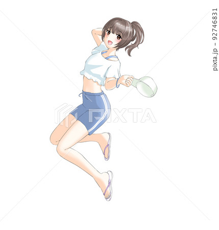 【自然な髪色】スポーティーな夏服ではしゃぐ青担当ポニーテールの女の子 【自然な髪色】スポーティーな夏服ではしゃぐ青担当ポニーテールの女の子 92746831