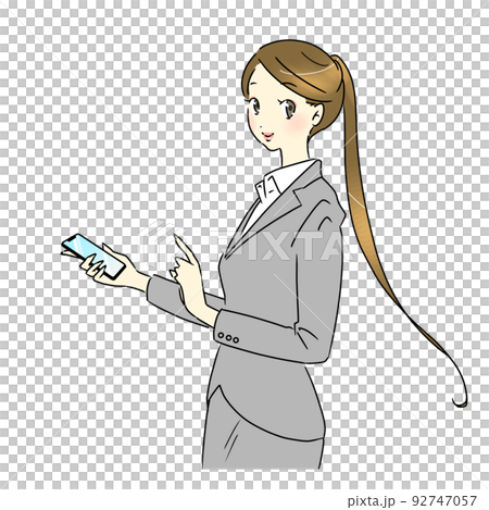 笑顔でスマホを持つビジネスパーソン 92747057