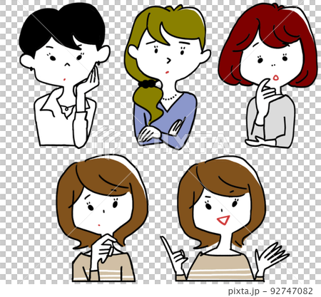 疑問顔の女性色々 92747082