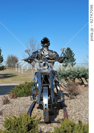 Iron motorcycle abstract displayed in nature outdoors. Iron motorcycle abstract displayed in nature outdoors. 92747096