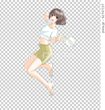 【自然髮色】運動夏裝的黃色波波女郎 92747157