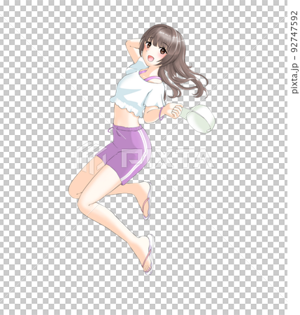 【自然髮色】運動夏裝的紫色長發少女 92747592