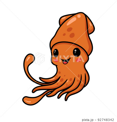 Cute little squid cartoon posing Cute little squid cartoon posing 92748342