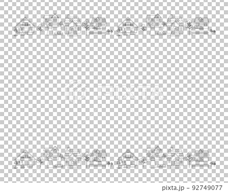Line drawing house illustration frame 92749077