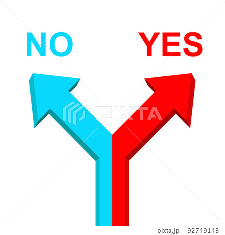 はい・いいえの選択の矢印 92749143