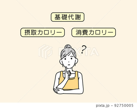 カロリーについて考える 若い女性 基礎代謝 ダイエット イラスト カロリーについて考える 若い女性 基礎代謝 ダイエット イラスト 92750005