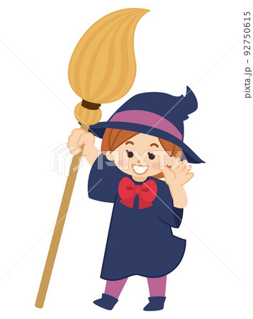 かわいい魔女の女の子　ハロウィンの衣装 92750615