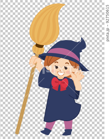 かわいい魔女の女の子　ハロウィンの衣装 92750615