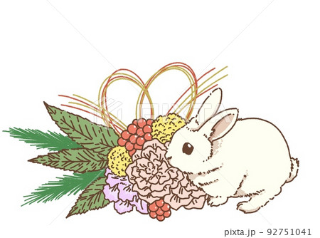 うさぎと正月飾り03 うさぎと正月飾り03 92751041