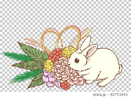 うさぎと正月飾り03 うさぎと正月飾り03 92751041