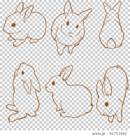 うさぎ6匹線画 うさぎ6匹線画 92751042