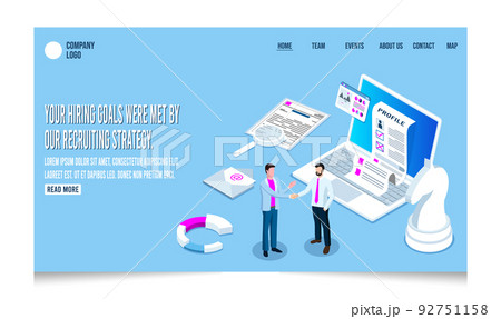 3D isometric hiring and recruitment strategy concept with People Characters Choosing Best Candidate for Job, Job interview, recruitment agency. Vector illustration eps10 92751158