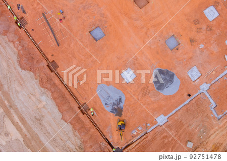 Preparations for pouring the concrete foundation for a new building Preparations for pouring the concrete foundation for a new building 92751478