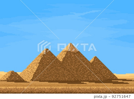 8 bit pixel pyramids in Egypt desert, pixel art...のイラスト素材 [92751647 ...
