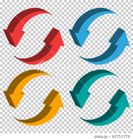 Set of three-dimensional circular arrows 92751779