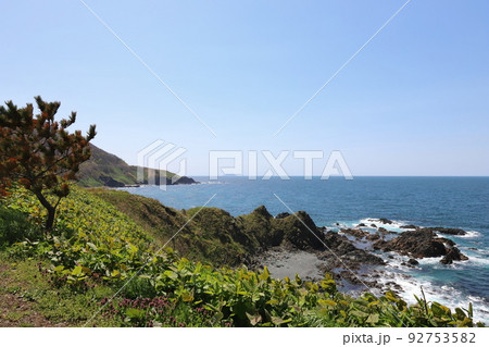 北海道 上ノ国 小砂子集落付近から望む松前小島 北海道 上ノ国 小砂子集落付近から望む松前小島 92753582