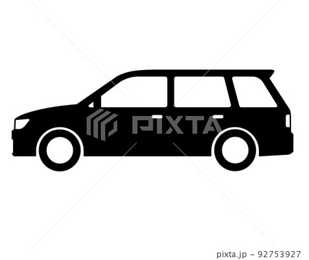車　ステーションワゴン　白黒シルエット 92753927