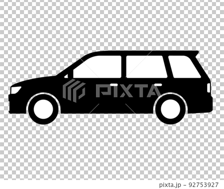 車　ステーションワゴン　白黒シルエット 92753927