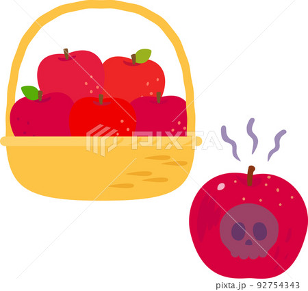 毒リンゴとカゴに盛ったリンゴ 92754343