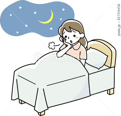 眠れず夜中にため息をつく若い女性 92754458