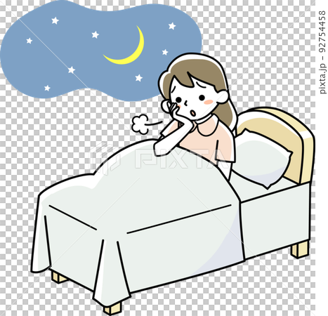 眠れず夜中にため息をつく若い女性 92754458