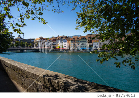 The beautiful Riverside of River Aare in Solothurn 92754613