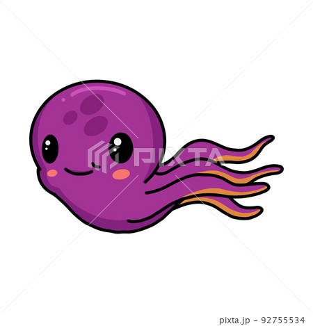 Cute little pink octopus cartoon Cute little pink octopus cartoon 92755534