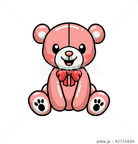 Cute teddy bear cartoon sitting	 92755604