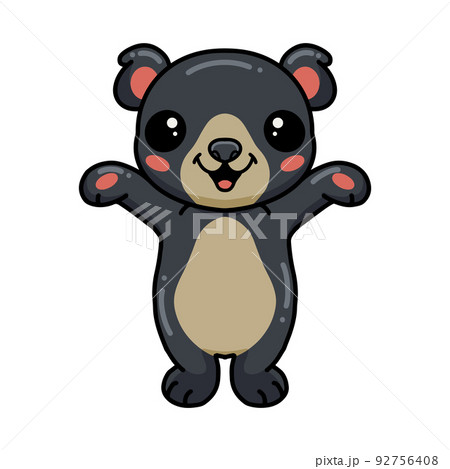 Cute little bear cartoon raising hands	 92756408