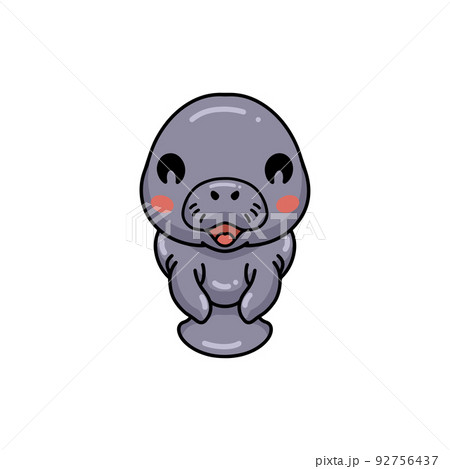 Cute baby manatee cartoon posing Cute baby manatee cartoon posing 92756437