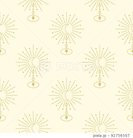 Golden moon seamless pattern vector illustration 92756507