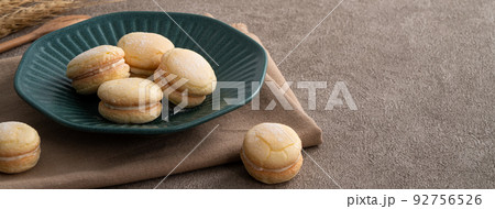 Taiwanese style traditional macaron dessert in a plate for afternoon tea. 92756526
