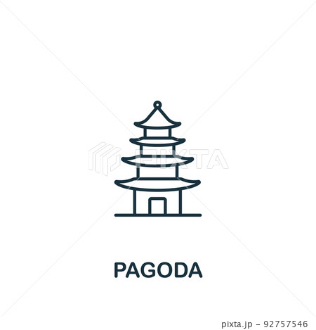 Pagoda icon. Monochrome simple icon for templates, web design and infographics 92757546