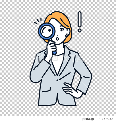 Vector illustration material of a woman in a suit looking through a magnifying glass Vector illustration material of a woman in a suit looking through a magnifying glass 92758038