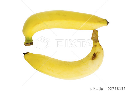 Two bananas isolated on white background with clipping path 92758155