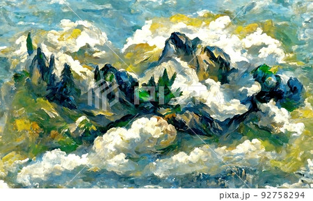 Scenic view of a stormy mountain river with stone banks overgrown with forests. Scenic view of a stormy mountain river with stone banks overgrown with forests. 92758294