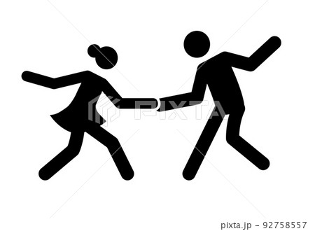 Dance couple stick figure icon. Black ballroom pictogram waltz, tango dancing man and woman. 92758557