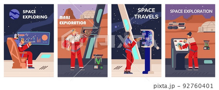 Space exploration with futuristic equipment in flat vector illustration Space exploration with futuristic equipment in flat vector illustration 92760401
