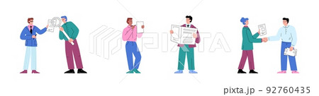 Company policy and business rules regulation concepts set, flat vector isolated. 92760435