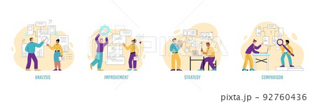 Benchmarking business technology stages set, flat vector illustration isolated. 92760436